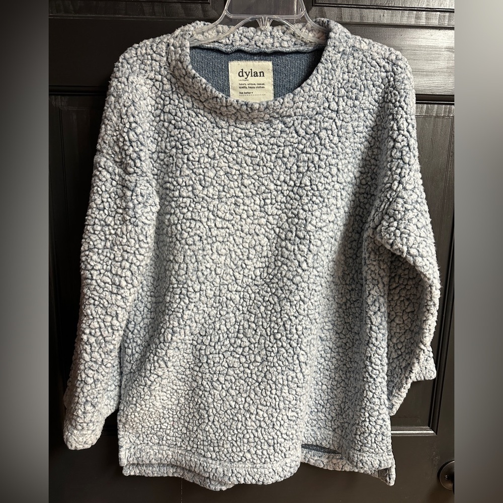 Dylan Los Angeles High Low Faux Sherpa 3/4 Length Sleeve Sweater Women’s Sz XL